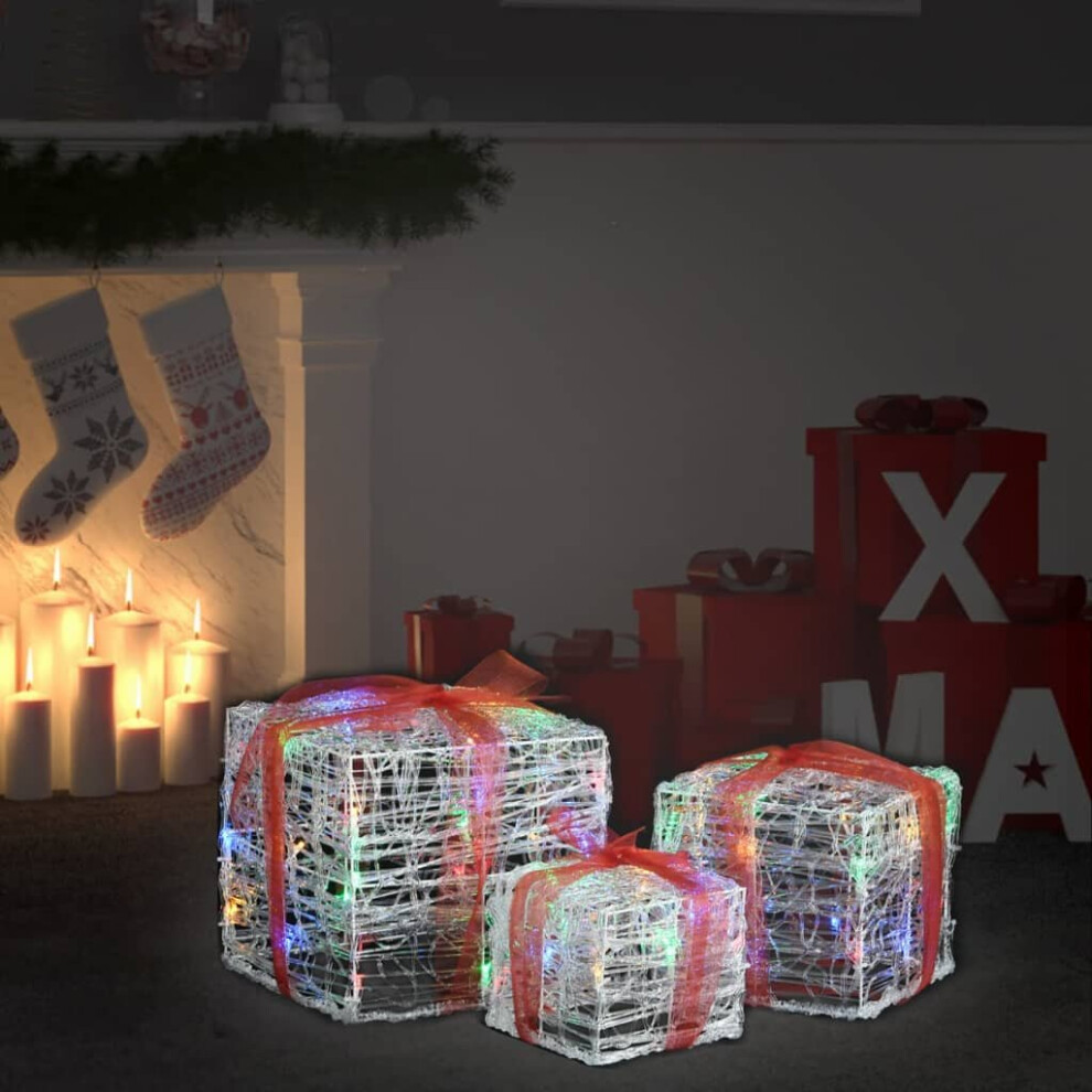 vidaXL 3x Decorative Acrylic Christmas Gift Boxes Colourful Xmas Decoration