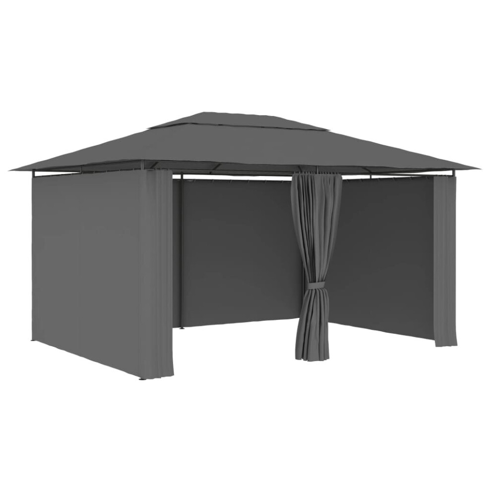 vidaXL Garden Marquee with Curtains 4m Anthracite Outdoor Canopies Gazebos