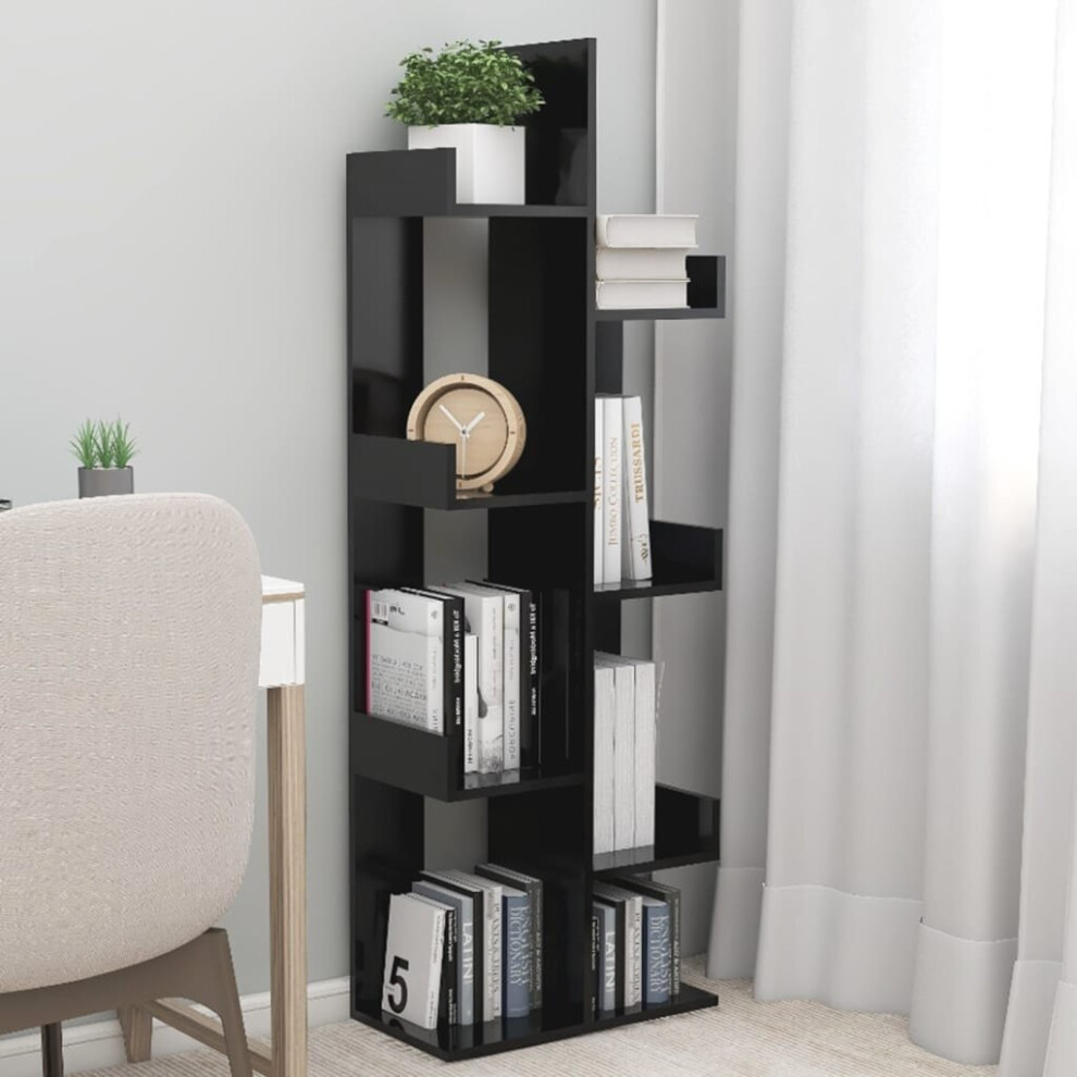 vidaXL Book Cabinet Black Chipboard Book Organiser Storage Rack Bookshelf