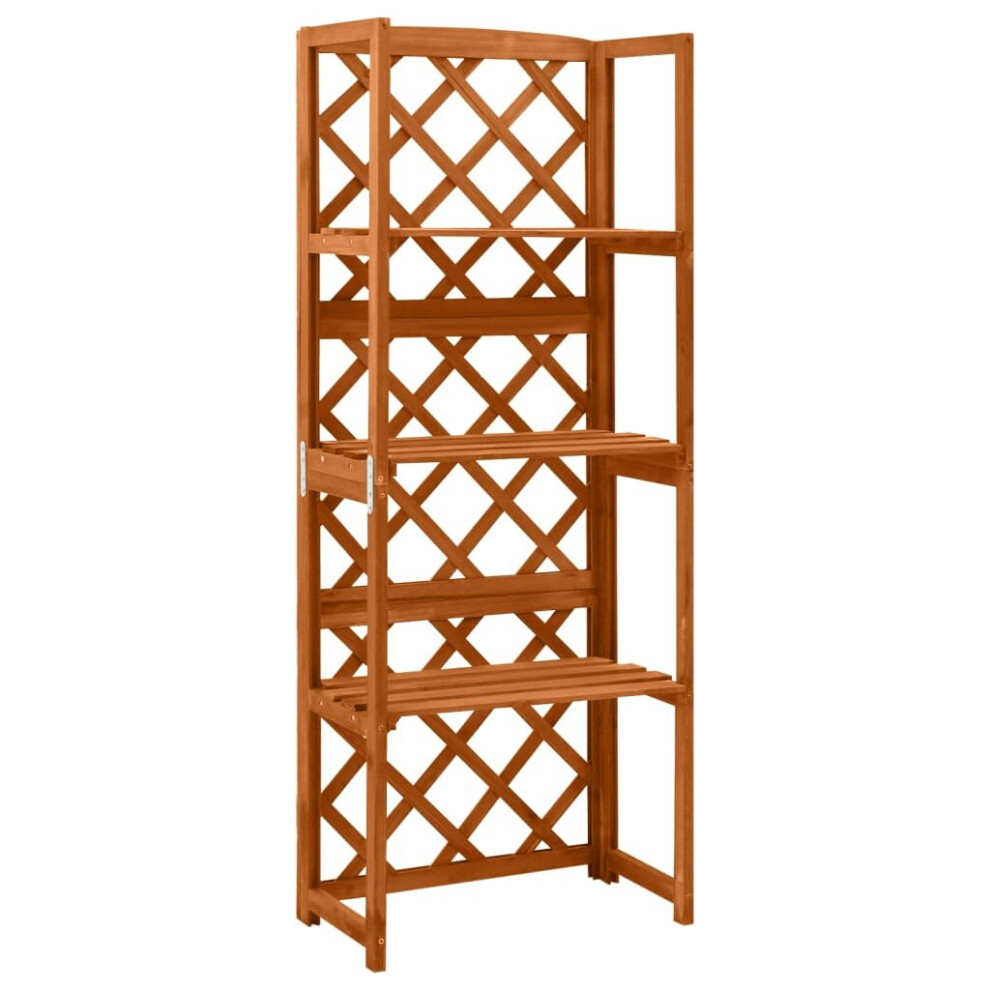 Vidaxl Solid Fir Wood Trellis With Shelves Wooden Outdoor Garden Plant Shelf