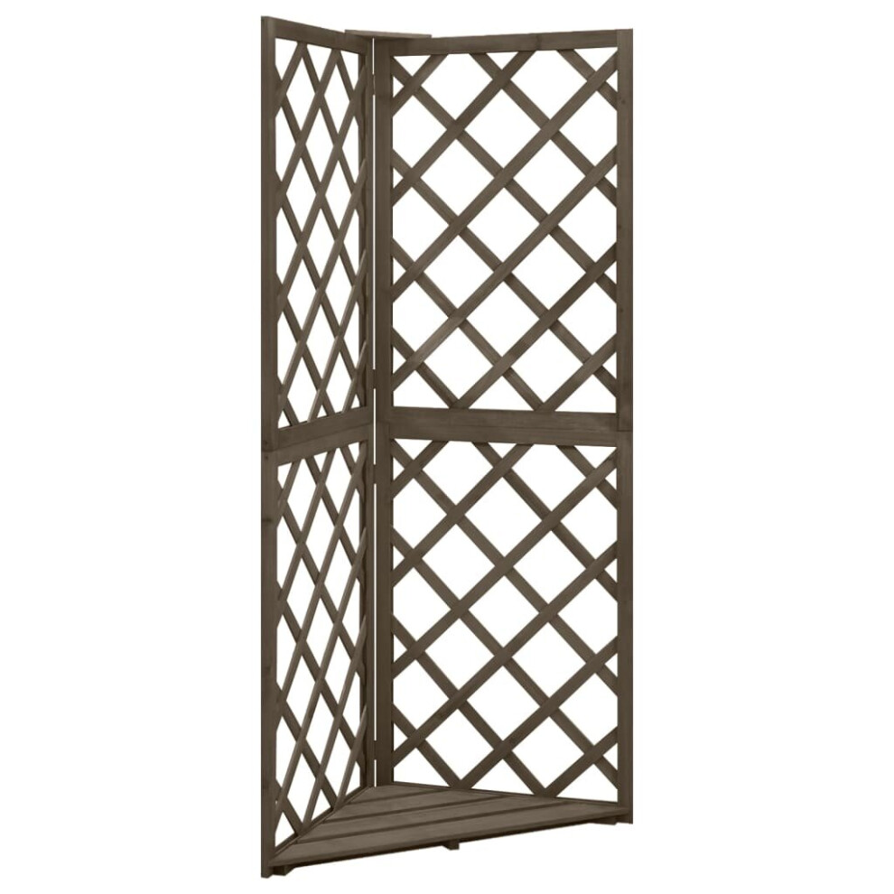 vidaXL Solid Fir Wood Corner Trellis Grey Wooden Outdoor Garden Stable Trellis