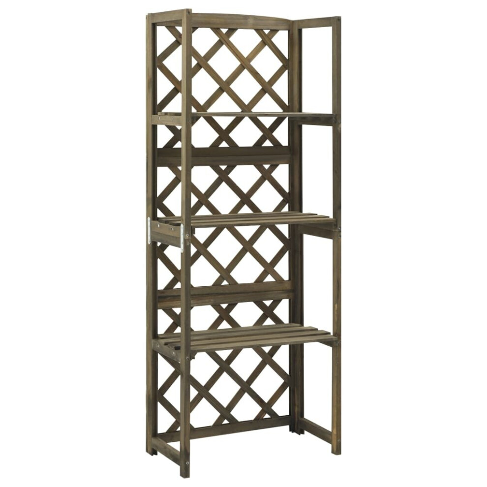 vidaXL Solid Fir Wood Trellis with Shelves Grey Wooden Garden Plant Shelf