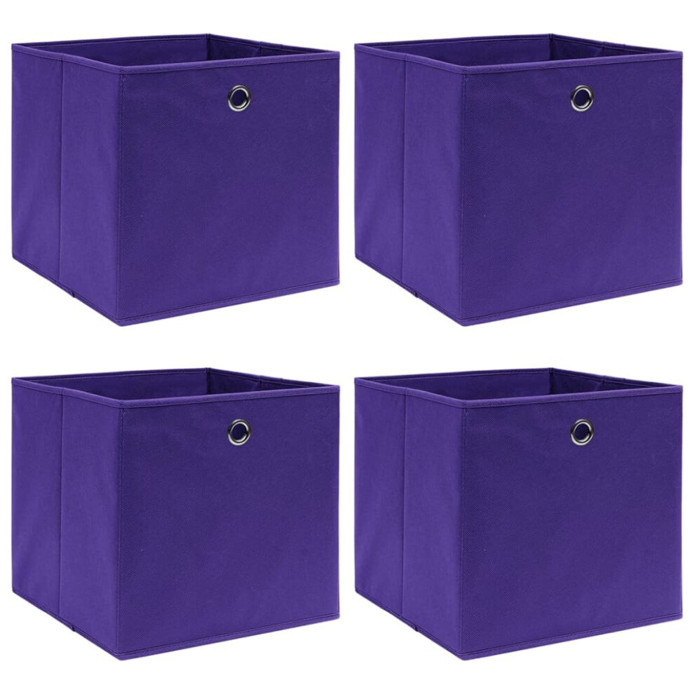 vidaXL 4x Storage Boxes Non-woven Fabric Purple Storage Chest Pack Box Set