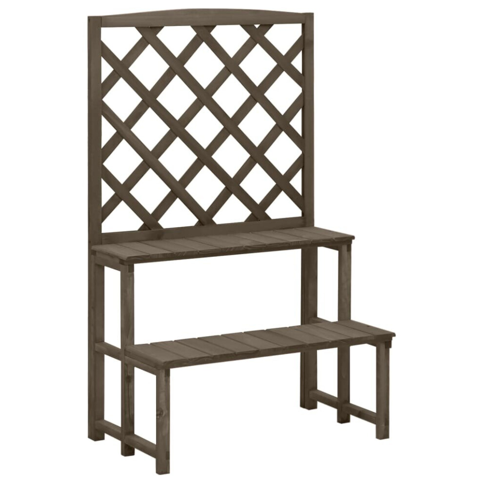 Vidaxl Solid Fir Wood Plant Stand With Trellis Wooden Garden Plant Rack Grey
