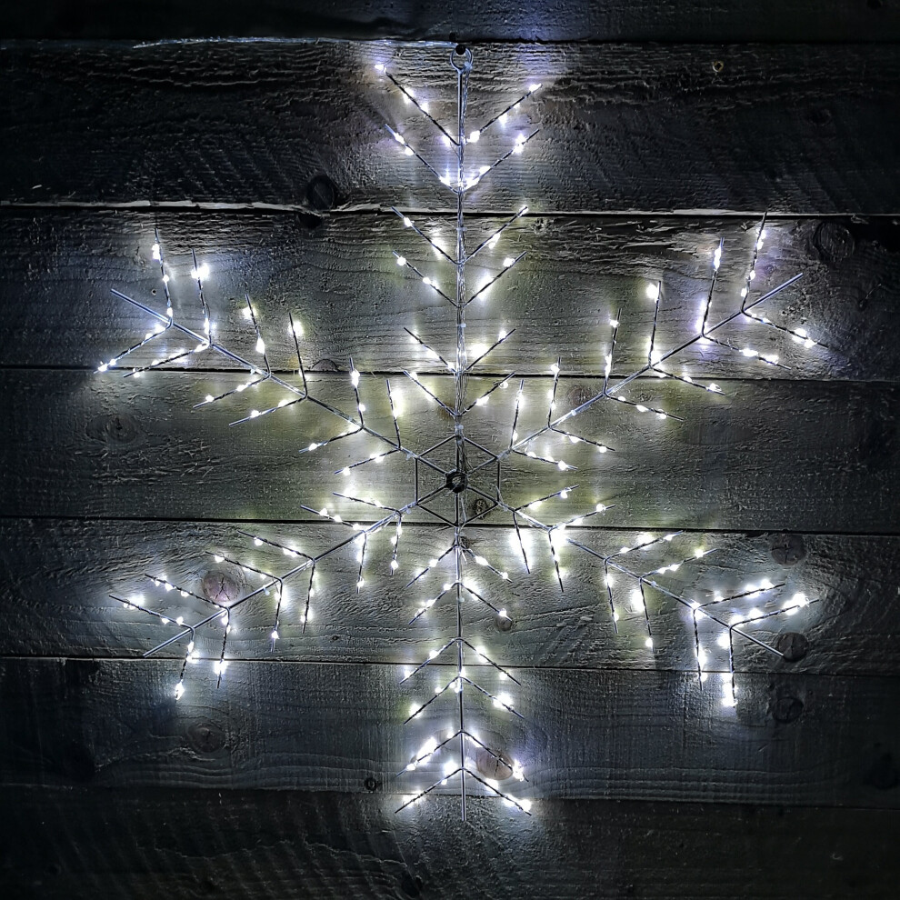 75cm Ice White 240 LED Snowflake Silhouette Indoor/Outdoor Christmas Decorations With 8 Functions