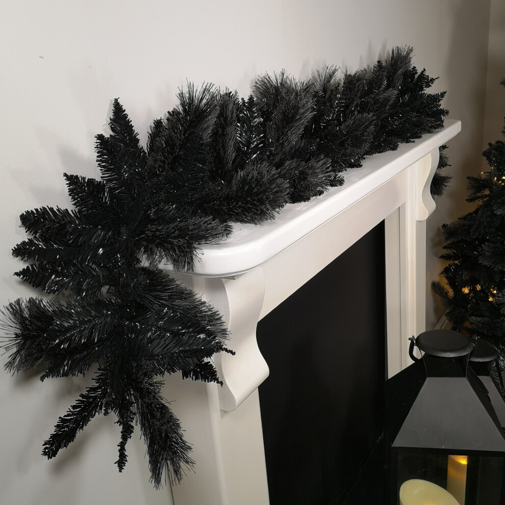 Premier 6Ft (1.8M) Pvc Plain Tipped Artificial Christmas Halloween Garland Black