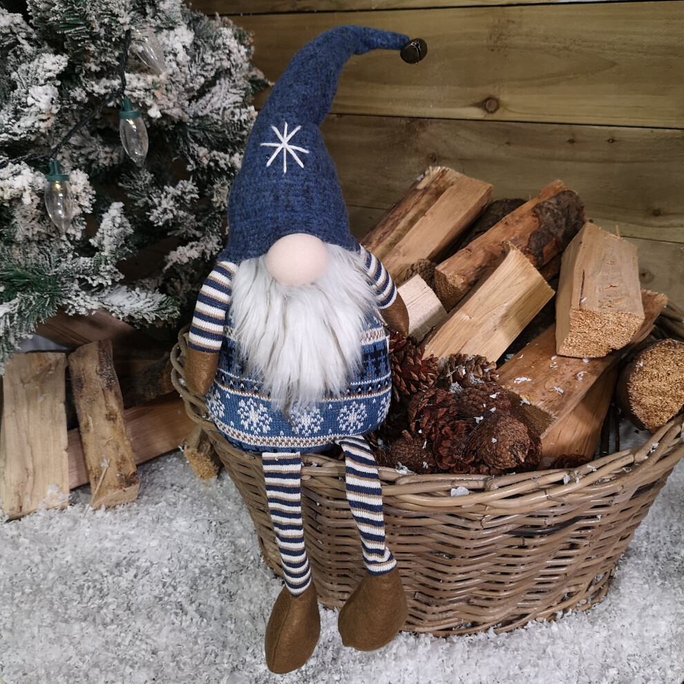 Samuel Alexander 48Cm Tall Christmas Gnome Gonk Nordic Decoration Body Hat Bell Dangly Legs Blue
