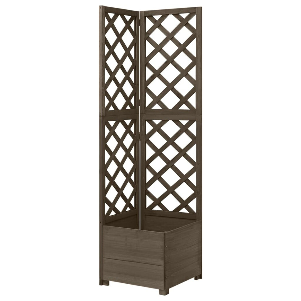 Vidaxl Solid Fir Wood Corner Trellis Planter Grey Wooden Garden Flower Box