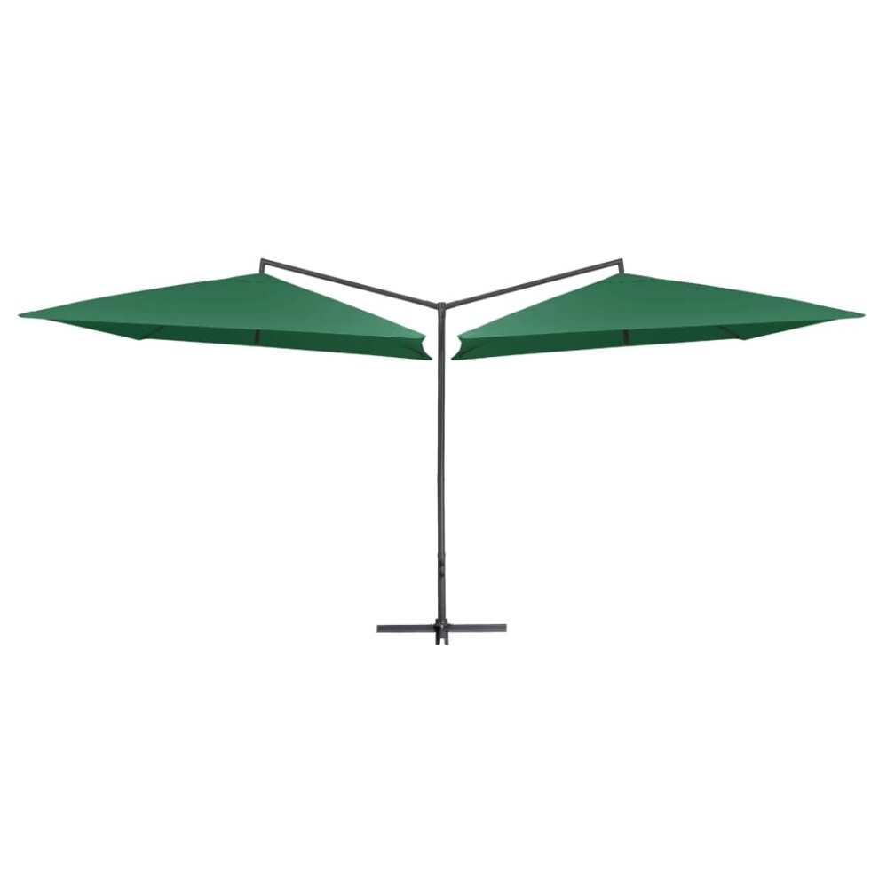 vidaXL Double Parasol with Steel Pole Green Outdoor Garden Umbrella Sunshade