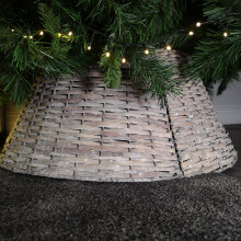 28/57cm Everlands KD Willow Christmas Tree Skirt Wicker Rattan - Small Grey Wash