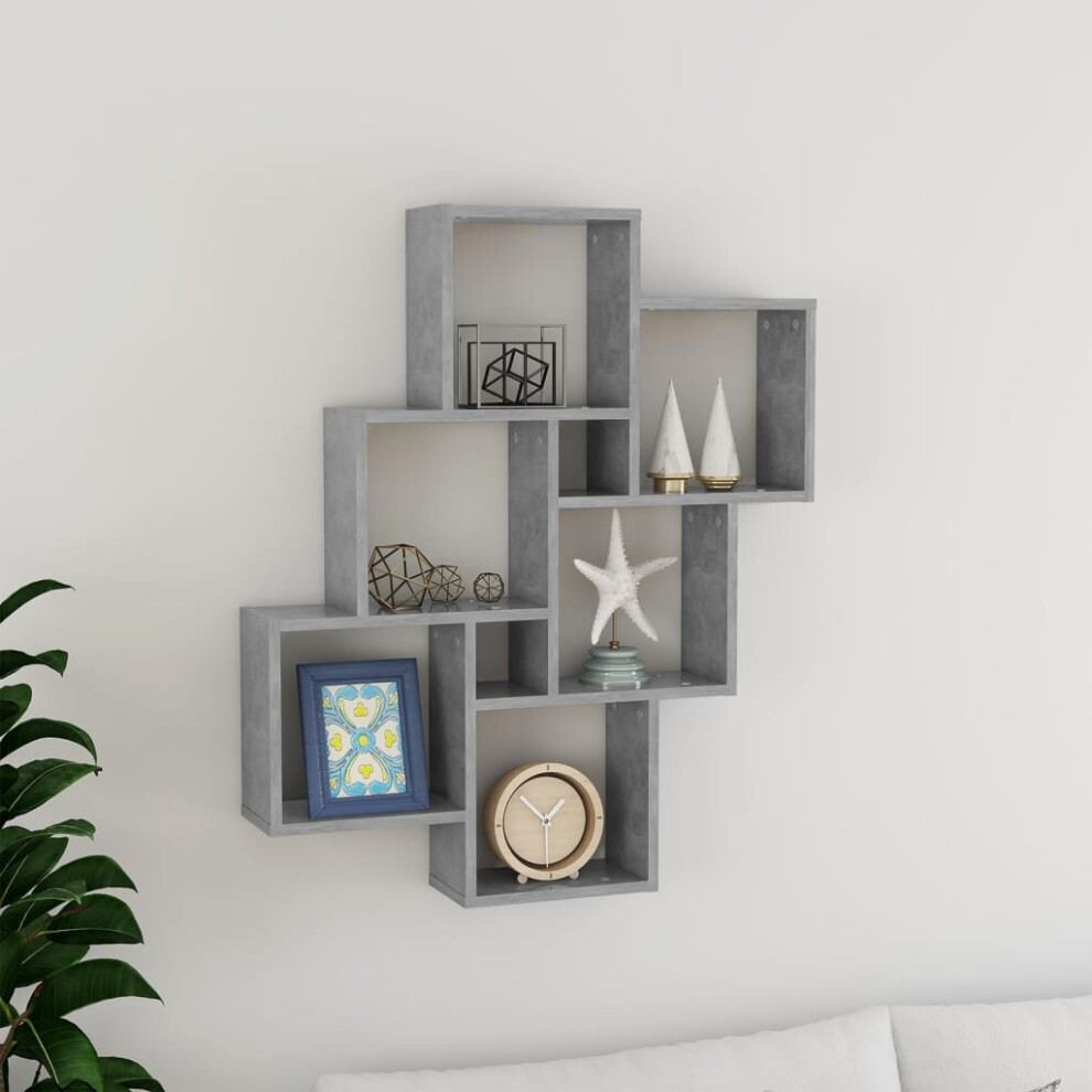 vidaXL Wall Cube Shelf Concrete Grey Chipboard Wall-Mounted Hanging Shelf