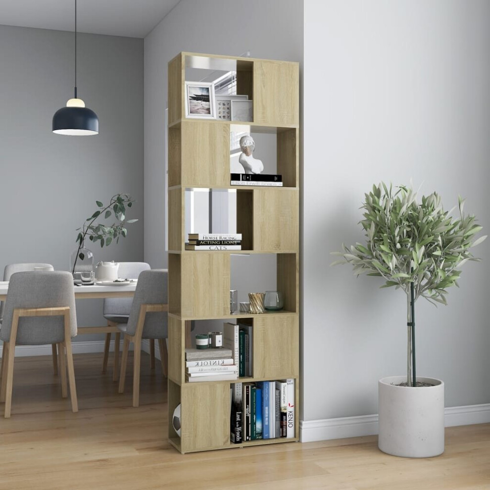 vidaXL Book Cabinet Room Divider Sonoma Oak Engineered Wood Home Bookcase