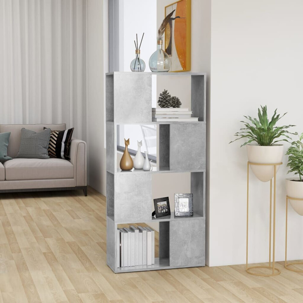 Vidaxl Book Cabinet Room Divider Concrete Home Privacy Screen Bookcase Grey