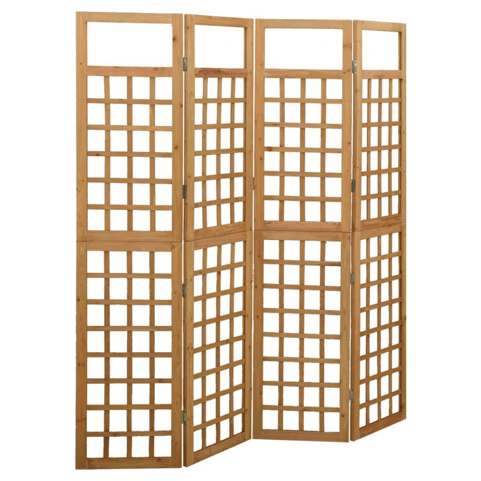 vidaXL Solid Fir Wood 4-Panel Room Divider/Trellis Garden Screen Patio Divider