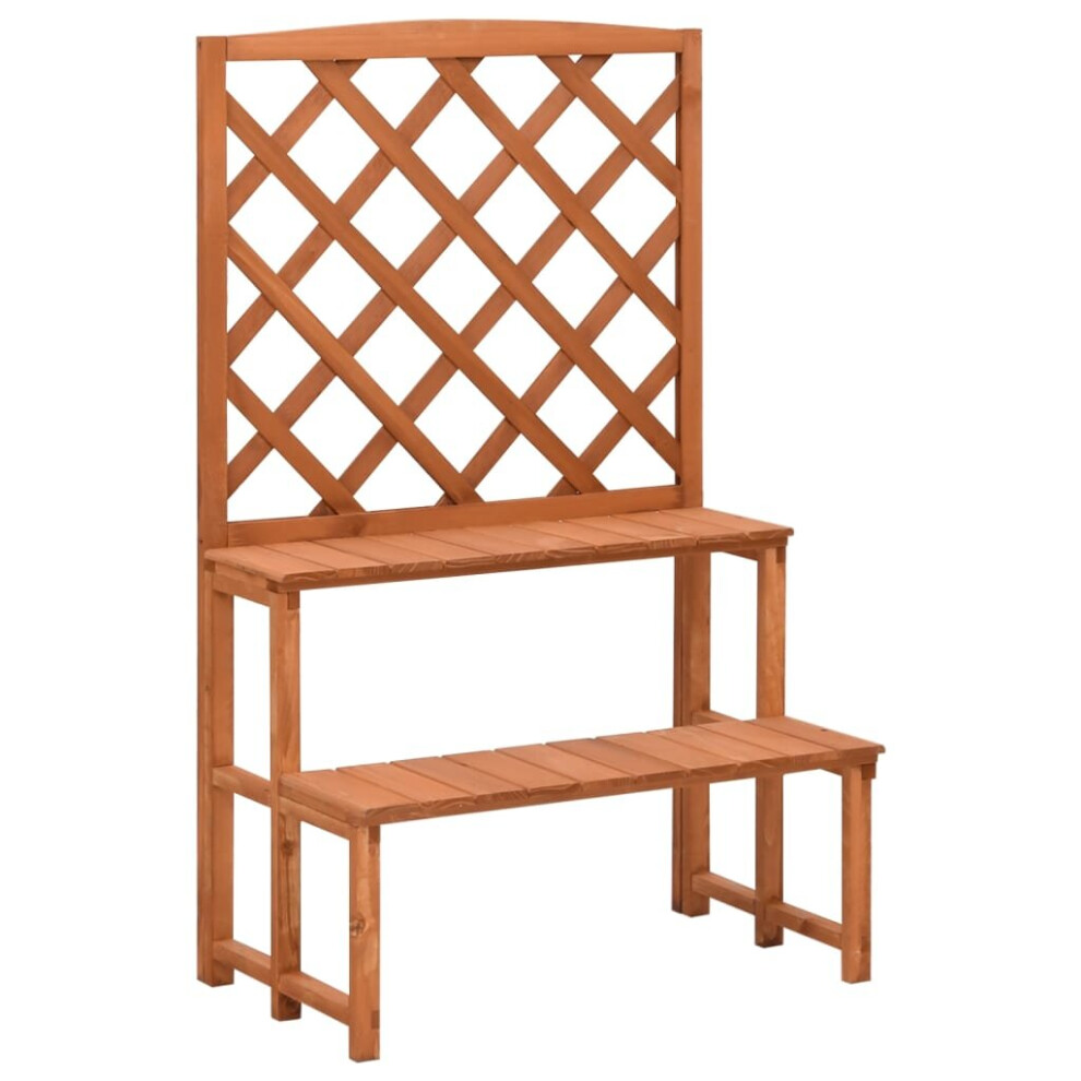 vidaXL Solid Fir Wood Plant Stand with Trellis Wooden Garden Plant Rack Shelf