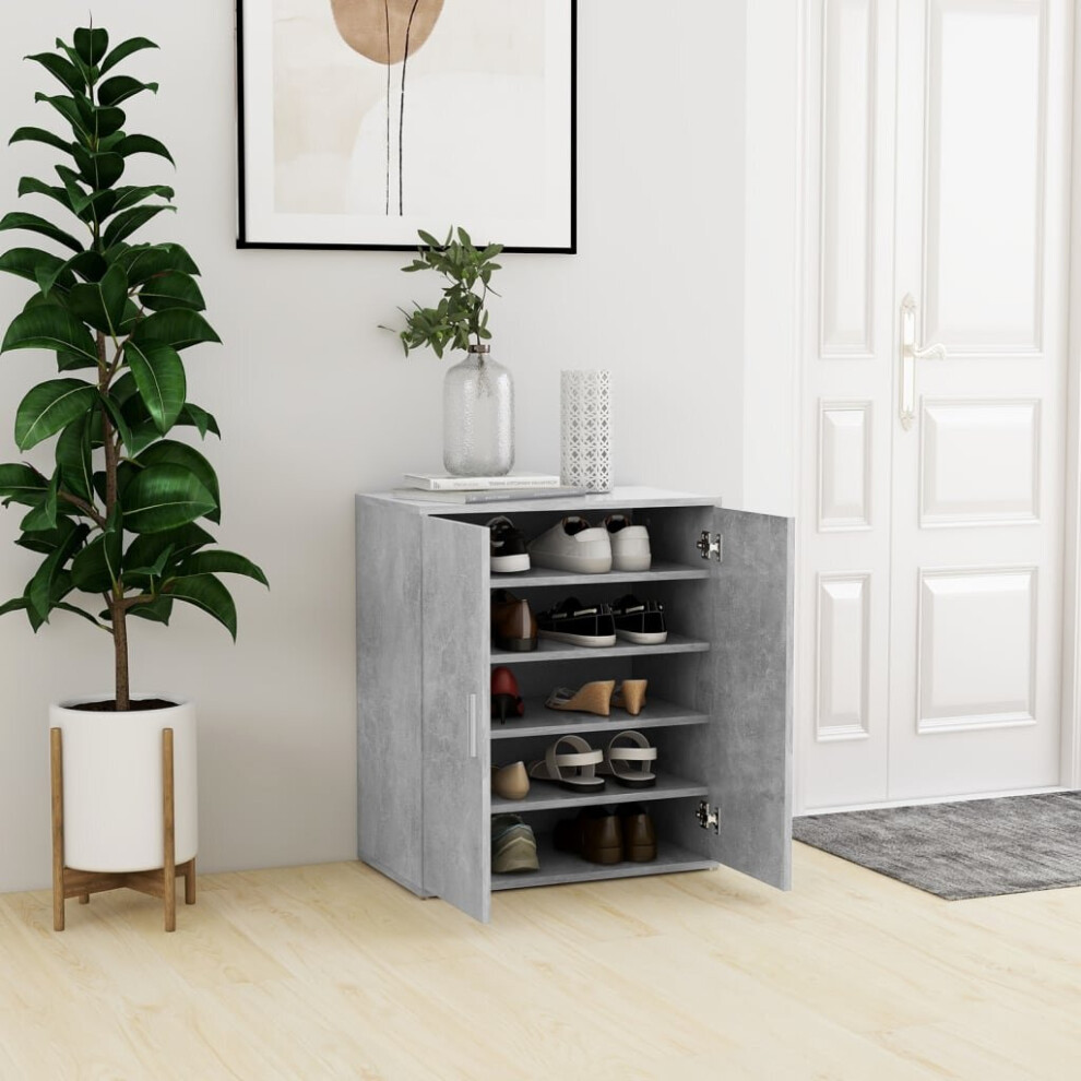 vidaXL Shoe Cabinet Concrete Grey Engineered Wood Shoe Rack Organiser Cabinet
