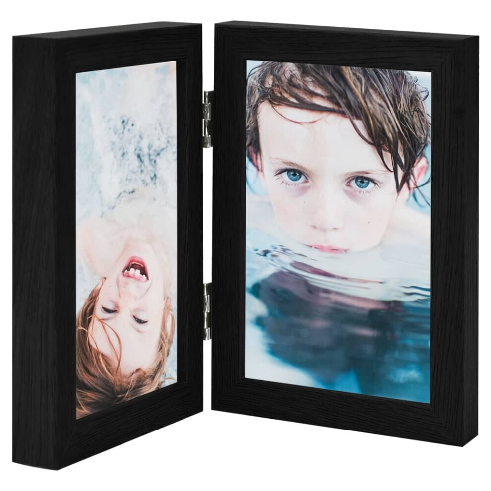 vidaXL Bifold Photo Frame Collage Black Indoor Decor Hinged Picture Frame