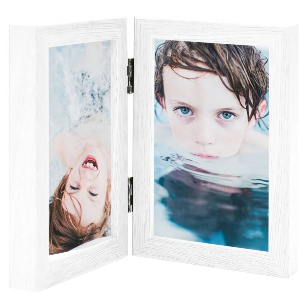 vidaXL Bifold Photo Frame Collage White Indoor Decor Hinged Picture Frame