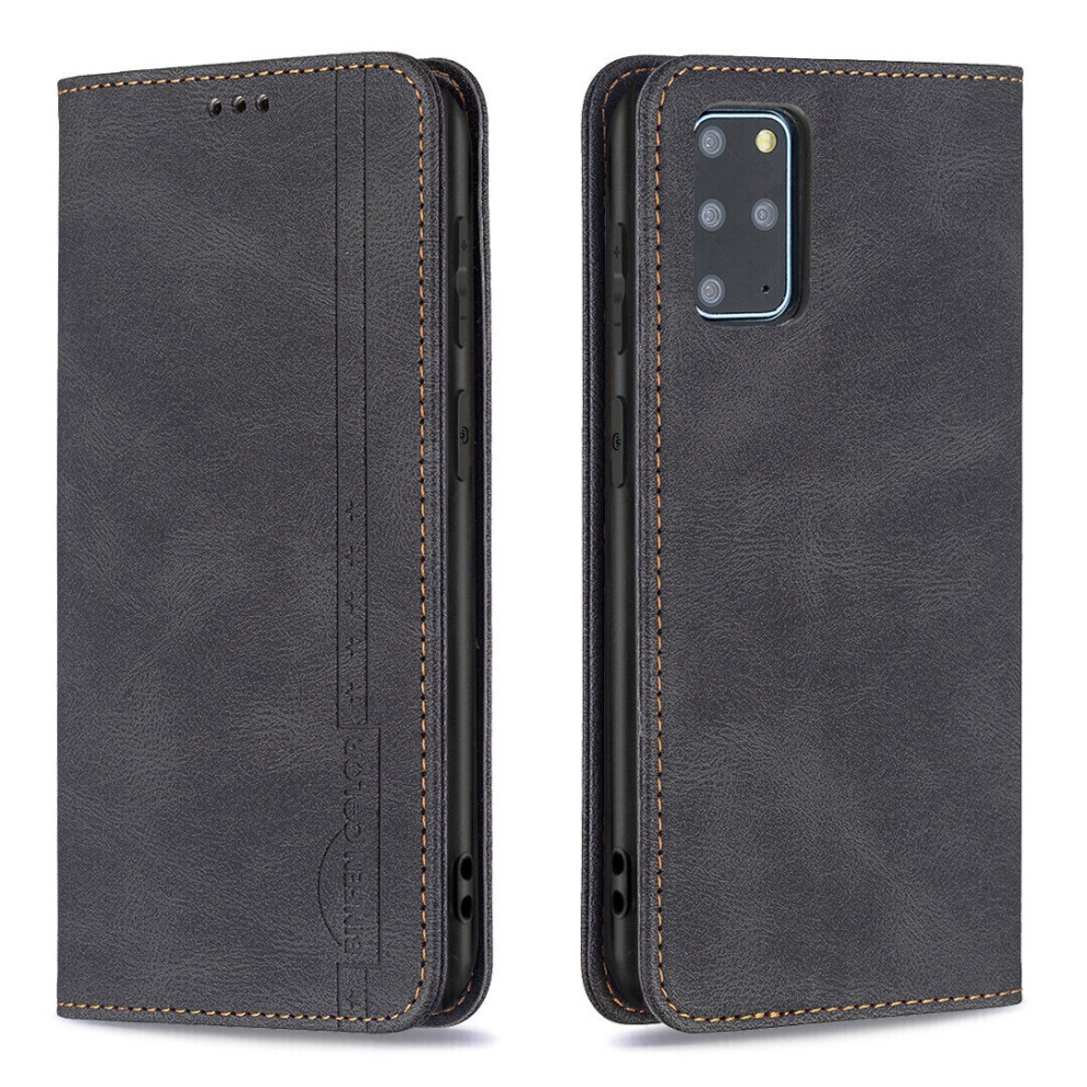 Samsung Galaxy S20 Plus Case Wallet Magnetic Closure Foldable Protective Anti-theft brush Cover - Black