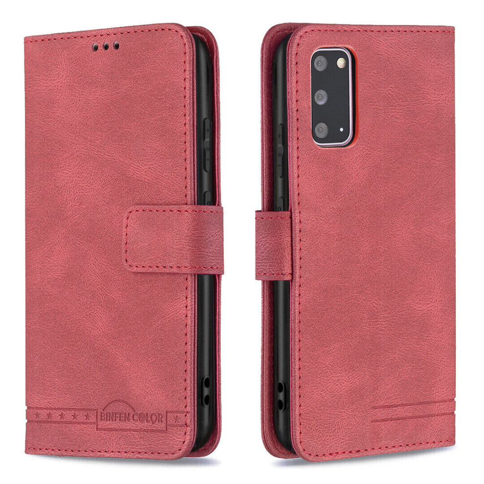 Samsung Galaxy S20 5G Case Wallet With Rfid Blocking Credit Card Slot Viewing Stand Magnetic Closure - Red 8724017598573