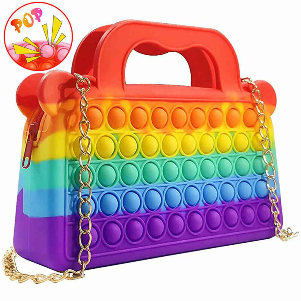 Popit Bubble Cross Body Purse Shoulder Bag Handbags Fidget Sensory Toy Woman Kid Multicoloured