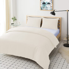 (Cream , Super King) Plain Duvet Cover Single Double King Bed Set Quilt