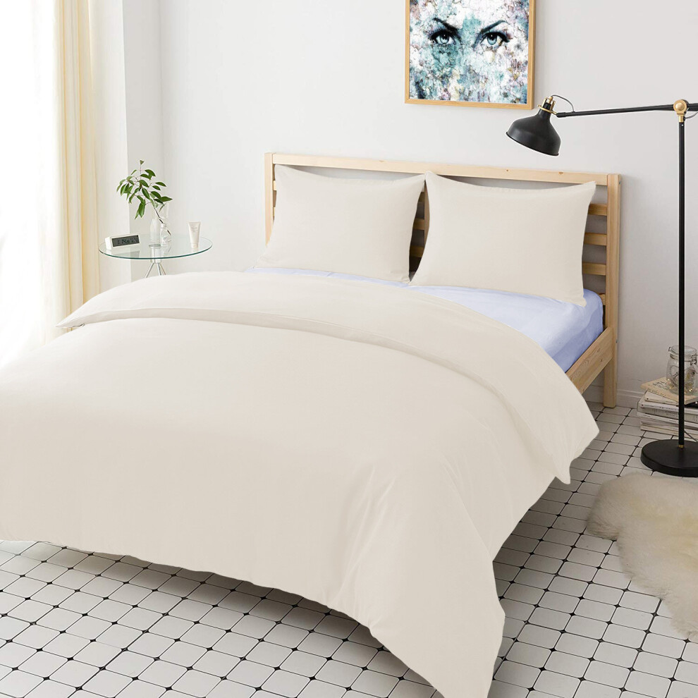 Imperial Rooms ( Super King) Plain Duvet Cover Single Double King Bed Set Quilt Cream