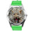 Green Leather Round Watch for Leopard Fans 1