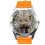 Orange Leather Round Watch for Leopard Fans 1