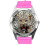HOT Pink Leather Round Watch for Leopard Fans 1