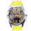 Yellow Leather Round Watch for Leopard Fans 1