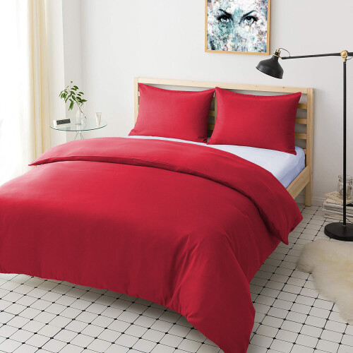 Imperial Rooms (Red, Single) Plain Duvet Cover Single Double King Bed Set Quilt