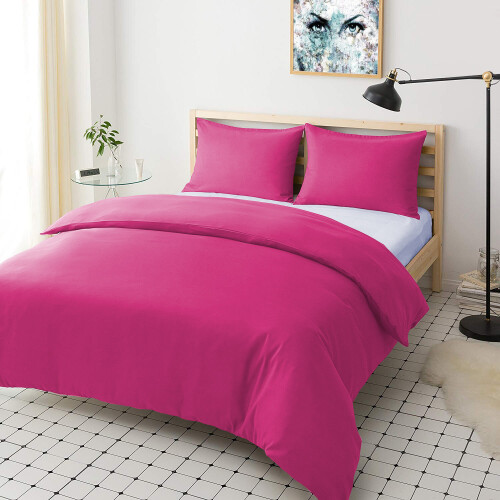 Imperial Rooms (Pink, Single) Plain Duvet Cover Single Double King Bed Set Quilt