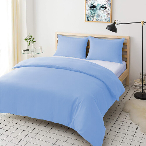 Imperial Rooms (Light Blue, Single) Plain Duvet Cover Single Double King Bed Set Quilt 1
