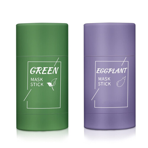 2 PCS Green Tea/Eggplant Purifying Clay Stick Mask for All Skin Types
