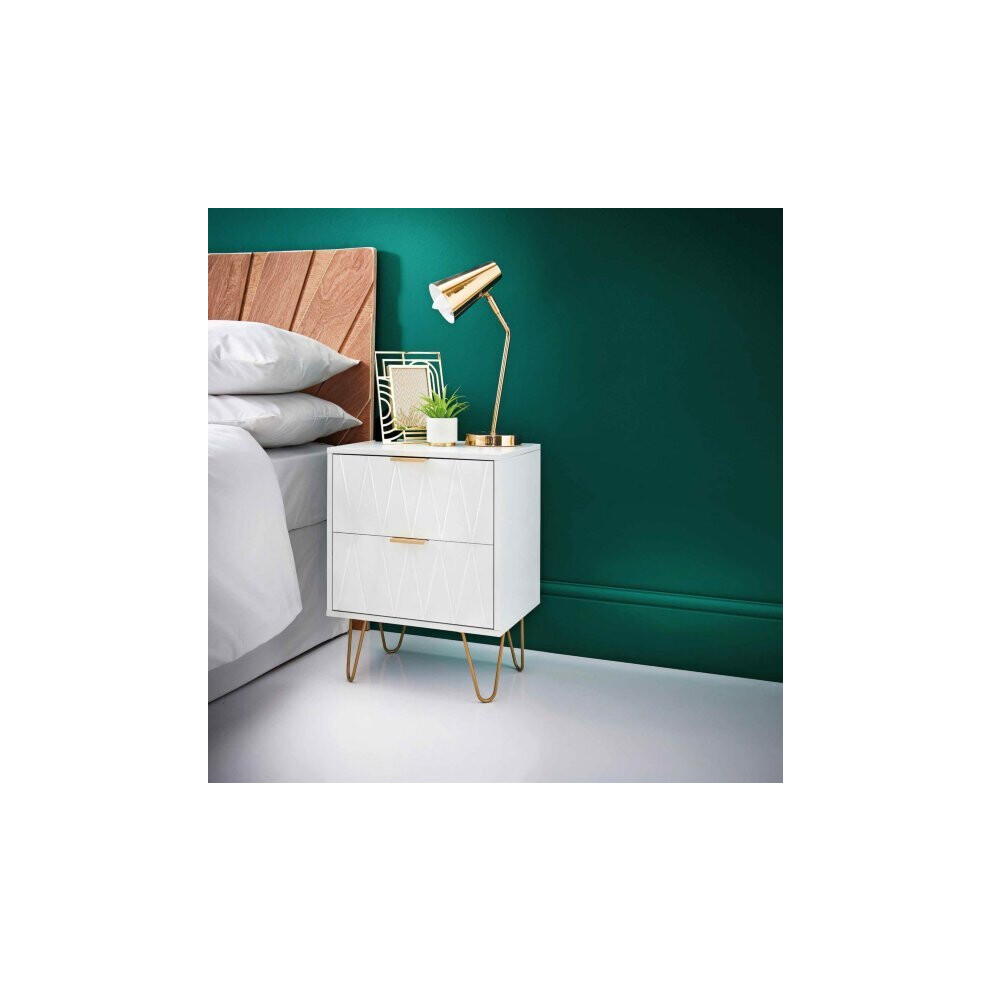 New Loft Studio 2 Drawer Bedside Table furniture to your bedroom-White