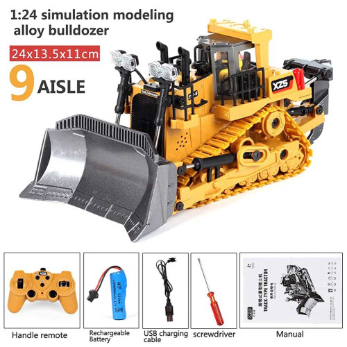 Remote Control RC Construction Bulldozer Toy Tractor Front Loader Excavator 9CH 1