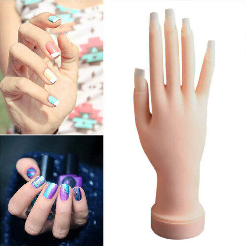 Practice Nail Art Trainer Training Faux Hand Model Gel False Tips Manicure Tools 1