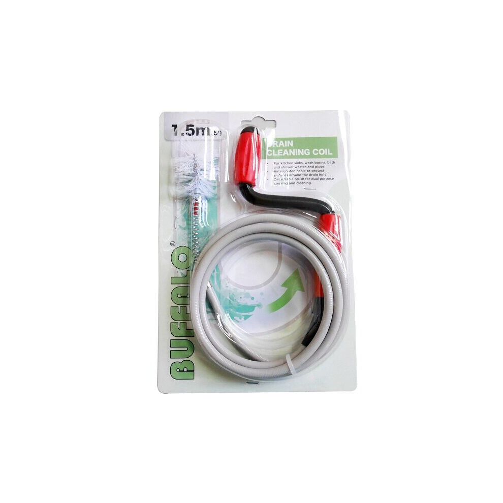 Buffalo 1.5m Pipe Drain Cleaning & Unblocking Coil For Sinks