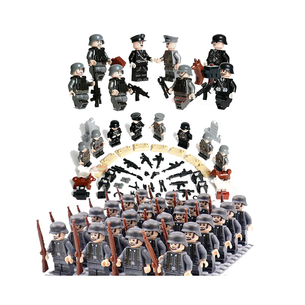 (A) 32pcs Several weapons German Empire phalanx combination military minifigures building blocks assemble educational toys