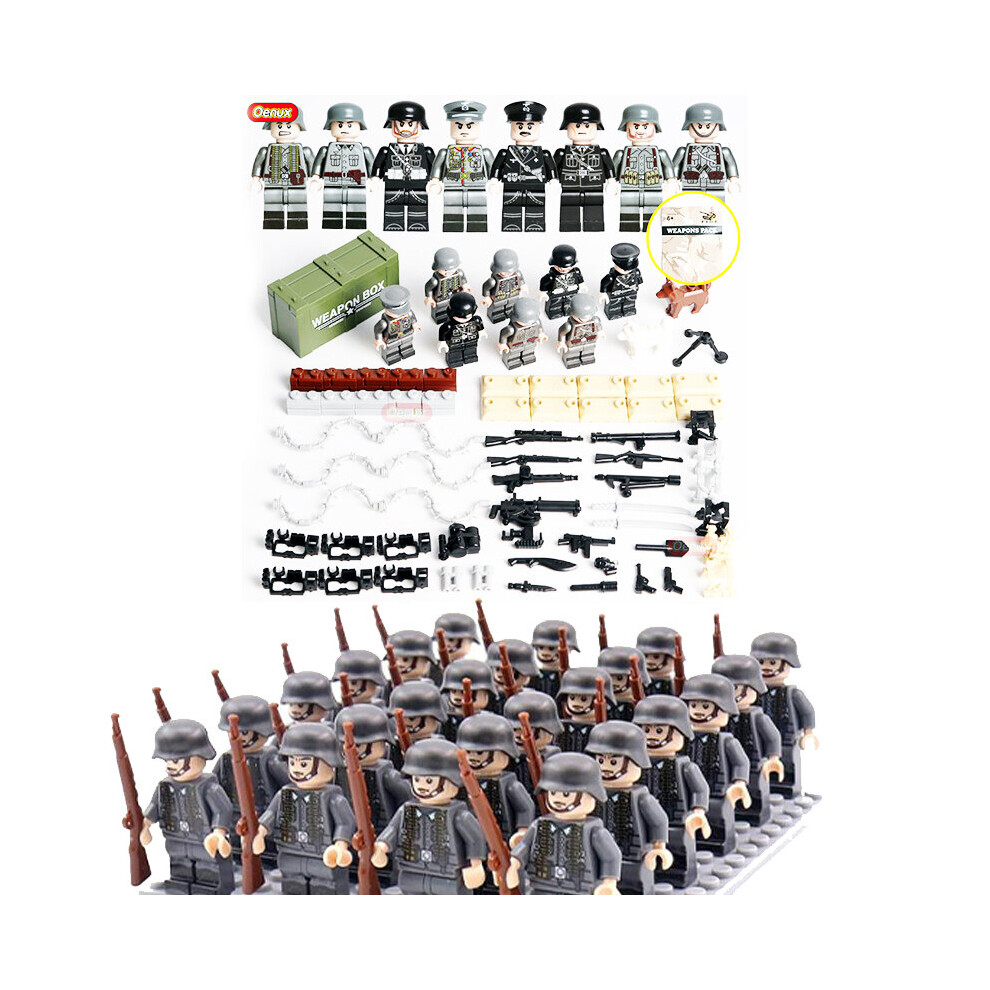 (B) 32pcs Several weapons German Empire phalanx combination military minifigures building blocks assemble educational toys