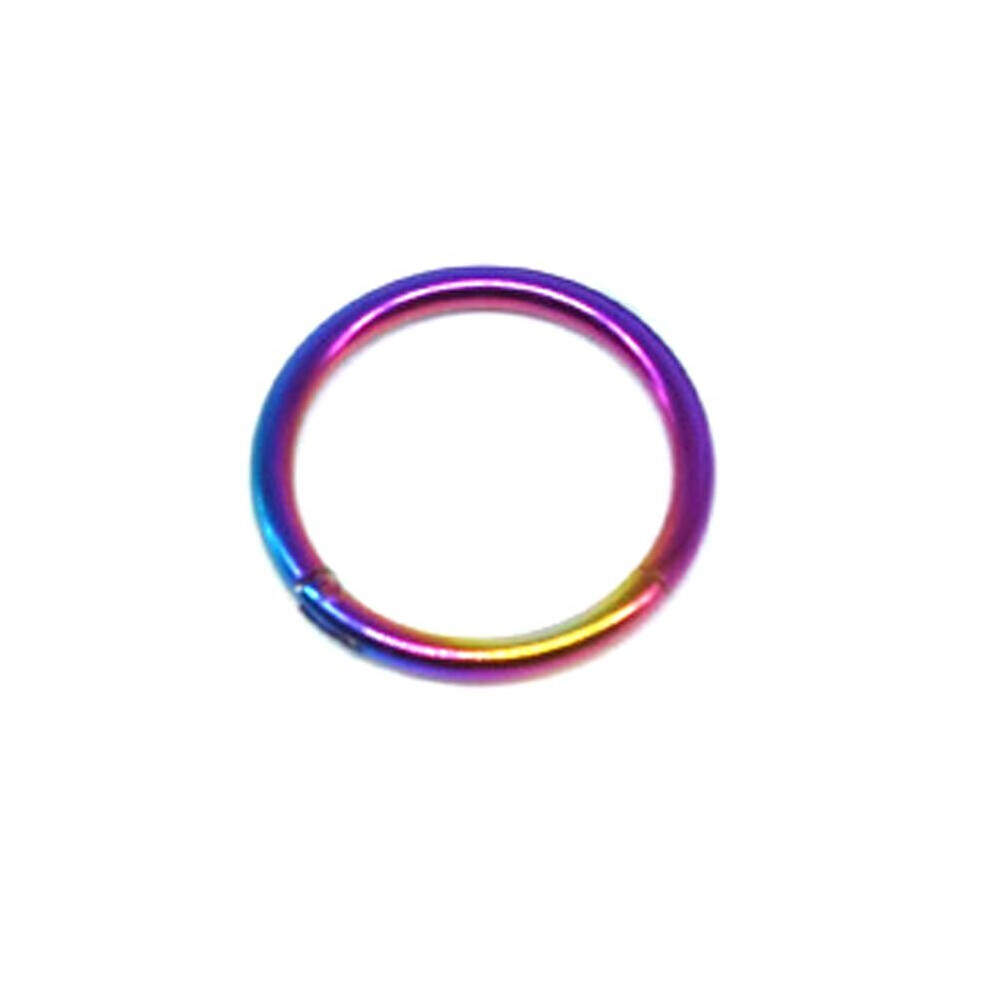 (Rainbow-Thickness1.0mm, Diameter -6Mm) Steel Nose Ring Septum Clicker Hinge Segment For Ear Helix Tragus Ring Hoop Multicoloured
