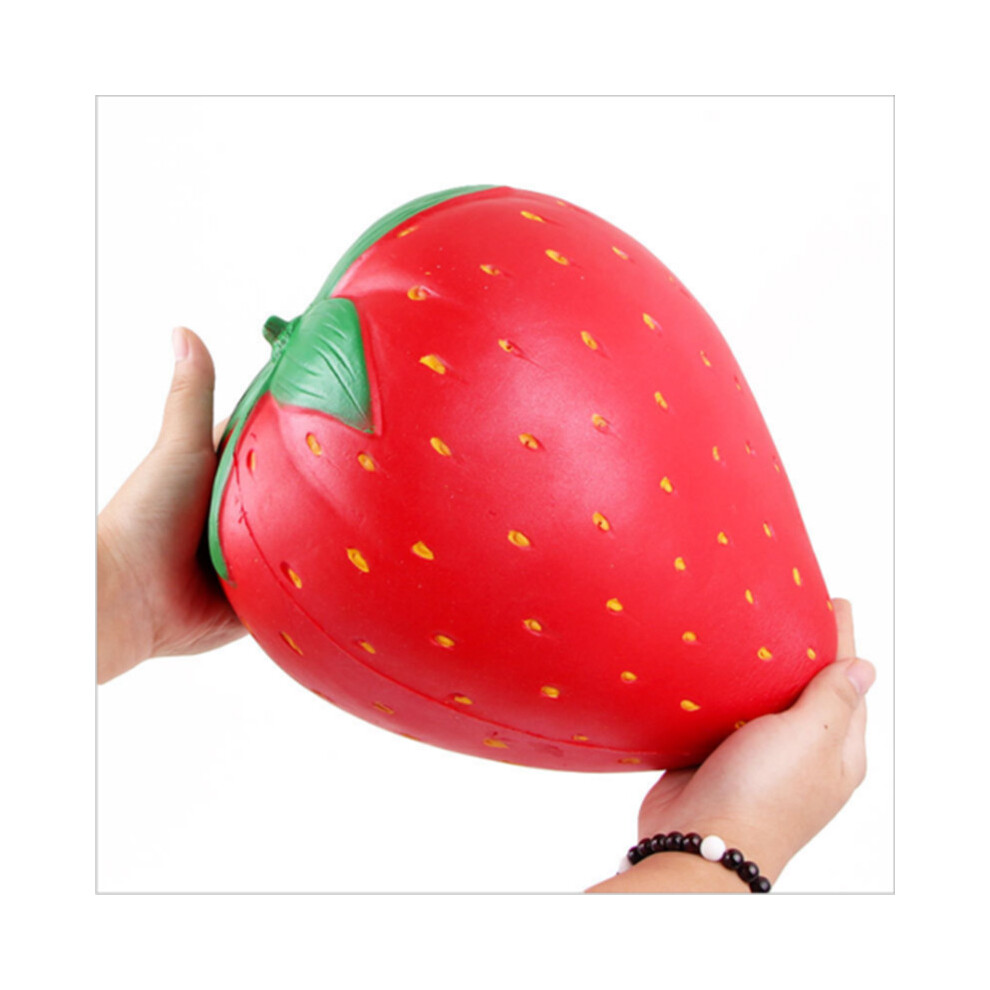 (Strawberry 25*20Cm) Jumbo Super Giant Soft Squishy Watermelon Strawberry Slow Rising Squeeze Orange