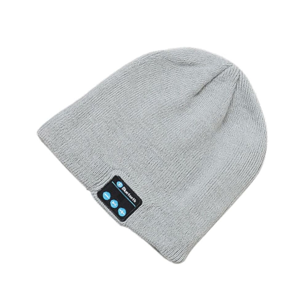 (LightGray) Soft Warm Beanie Hat Bluetooth Smart Cap Wireless Headphone Set Speaker Mic Hot