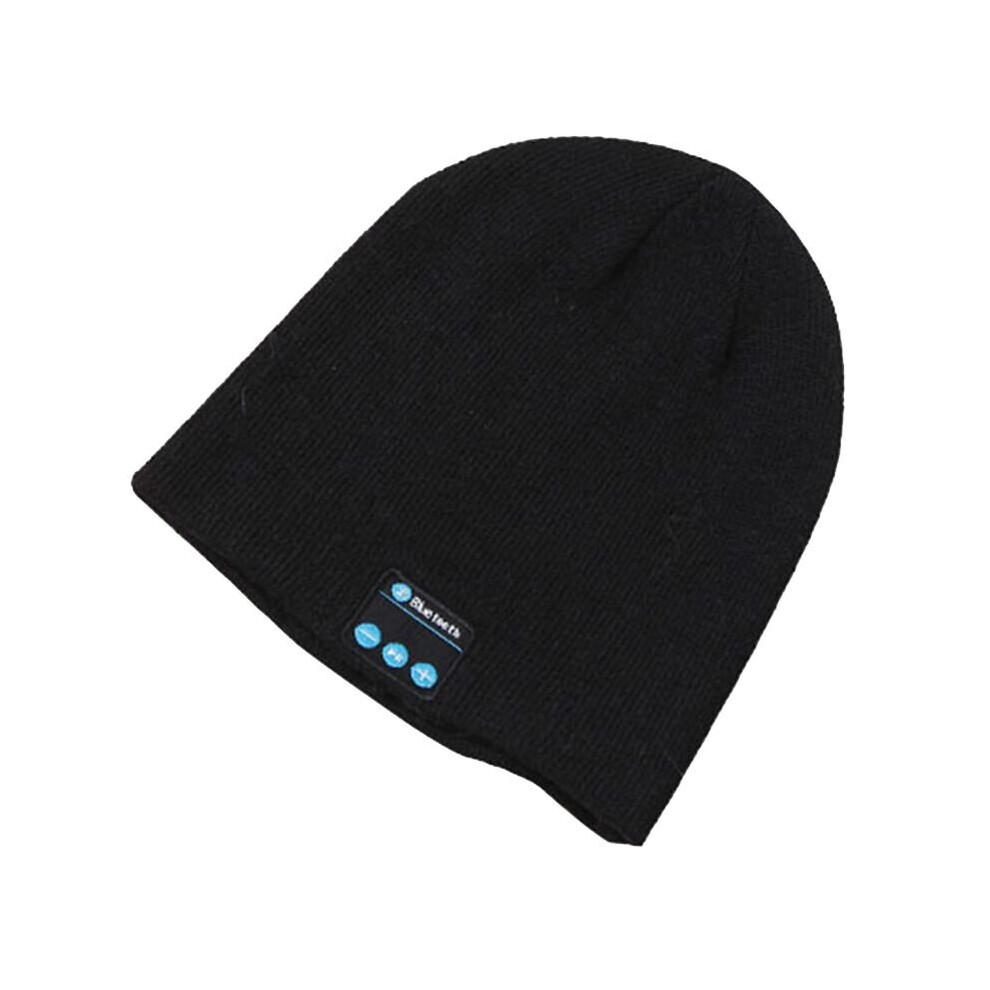 (Black) Soft Warm Beanie Hat Bluetooth Smart Cap Wireless Headphone Set Speaker Mic Hot