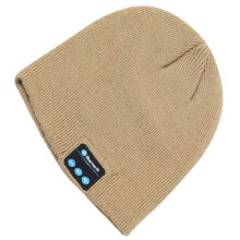 (Beige) Soft Warm Beanie Hat Bluetooth Smart Cap Wireless Headphone Set Speaker Mic Hot