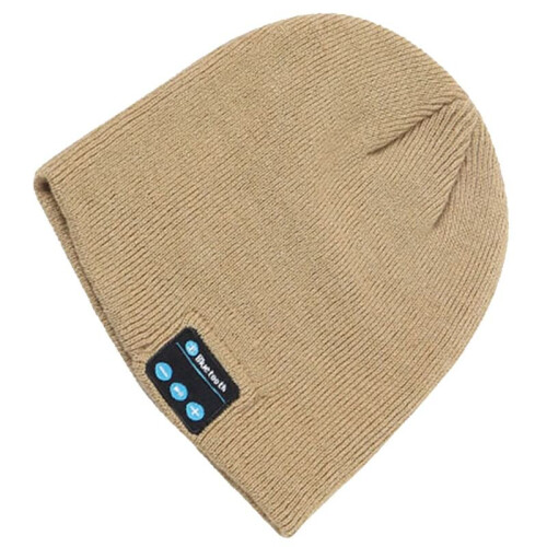 (Beige) Soft Warm Beanie Hat Bluetooth Smart Cap Wireless Headphone Set Speaker Mic Hot