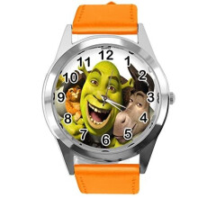Orange Leather Round Watch for shrek ogre Fans