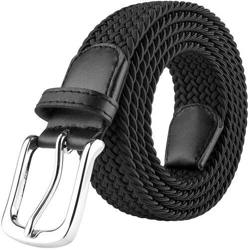 Ze Enzo (Black, S/M) Enzo Elasticated Belts Men Ladies Stretch Belts