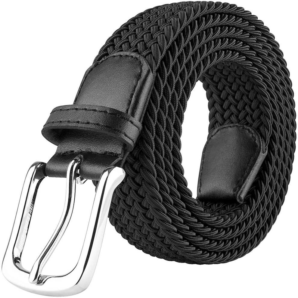 (Black, S/M) Enzo Elasticated Belts Men Ladies Stretch Belts